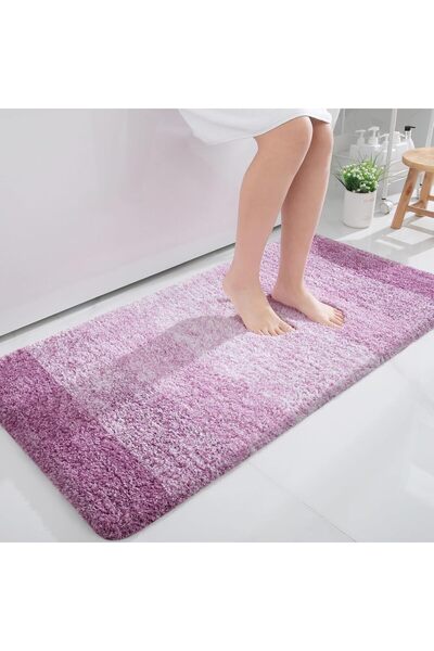 Faria Bath Mat, Fluffy and Absorbent, 41x61cm, Microfiber Non-Slip Base, Machine Washable, Pink
