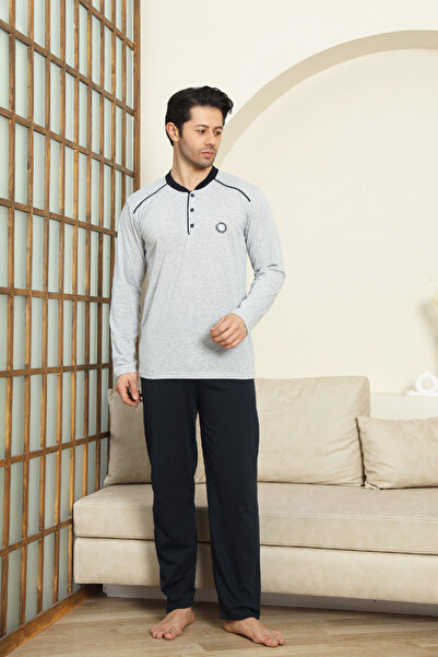 Enisena Men's 100% Cotton Pajama Set-3 Buttons-12440