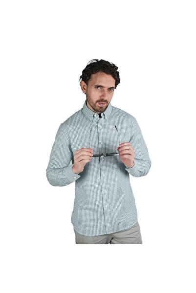 Giordano Men's Cotton Oxford Shirt - Small Lion Embroidery, Slim Fit, Full Button