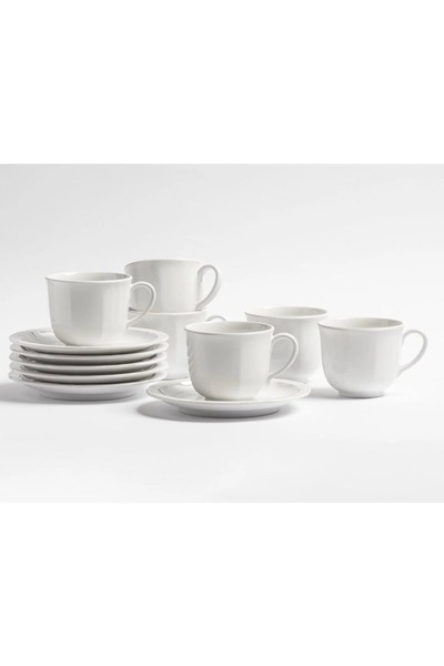 cc bin shihon Classic white melamine cup and saucer set (6 cups and 6 saucers)