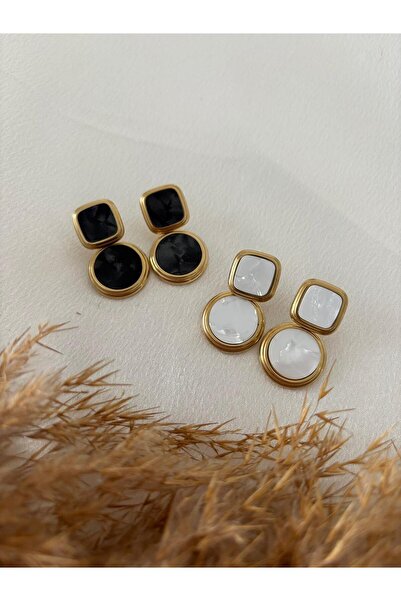 stainless steell Mother-Of-Pearl Vintage Model Steel Earrings