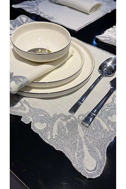 LEYDİ HOME Premium Nakışlı 6 Kişilik Sofra Sunum Seti 18 parça