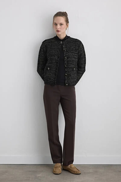 Gusto Silvery Knitwear Chenille Cardigan - Black