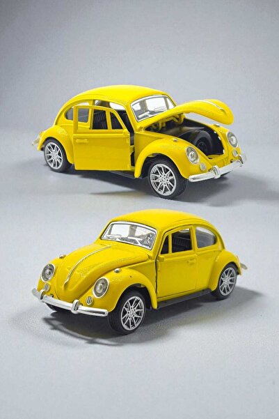 Fidan oyuncak Classic Metal Pull Back Beetle Model Car – Yellow