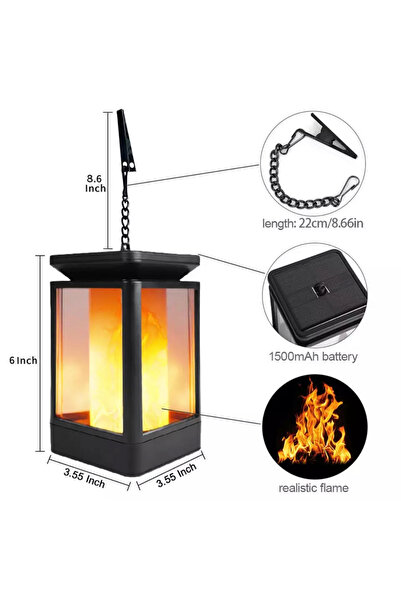 BLUE CORAL Solar Lantern Night Light | 2-Pack, 99 LED, Dancing Flame Effect | Waterproof Outdoor Han