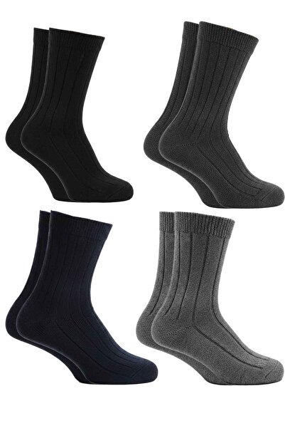 BENİSA ÇORAP Men's Lambswool Wool Winter Socks Multi-Colored 4-Pack