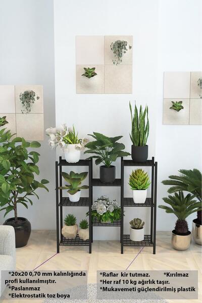 DEKOZUM YASEMİN 8 Raflı Metal Çiçeklik Saksılık Saksı Standı Dekoratif Saksıl...