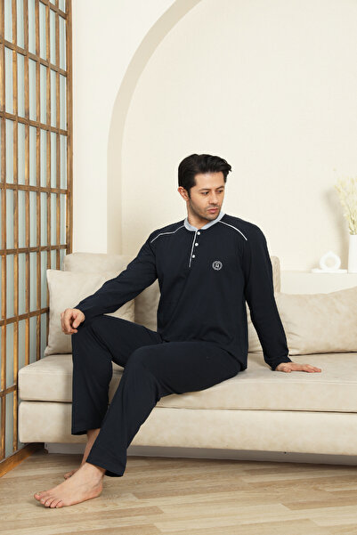 Enisena Men's 100% Cotton Pajama Set-3 Buttons-12440