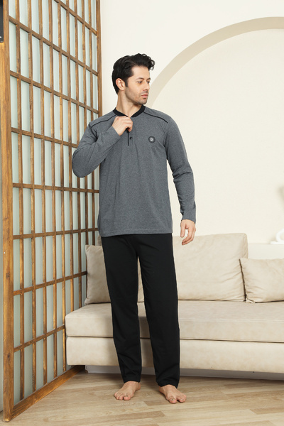 Enisena Men's 100% Cotton Pajama Set-3 Buttons-12440