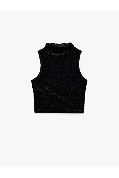 Koton εφαρμοστό Αμάνικη μπλούζα με λεοπάρ υφή, βελούδινη μπλούζα