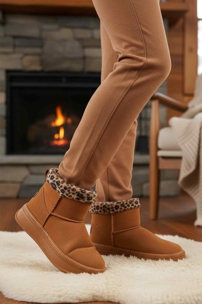 AYAKMOD Taba Leopard Fur Cold Resistant Non-Slip Women's Boots 25001 Z