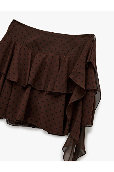 Koton Layered Flounce Polka Dot Mini Chiffon Skirt