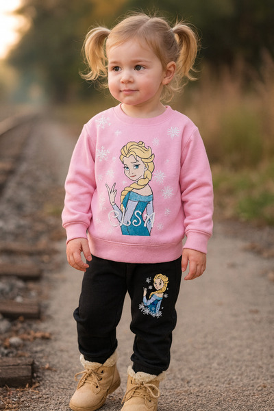 Uğur bebe 100% Cotton Pink Elsa Patterned Pajama Set