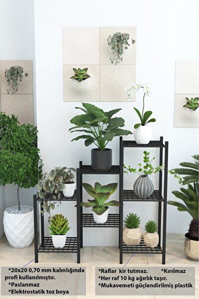 DEKOZUM YASEMİN Metal Çiçeklik Saksılık Saksı Standı Dekoratif Saksılık Raf