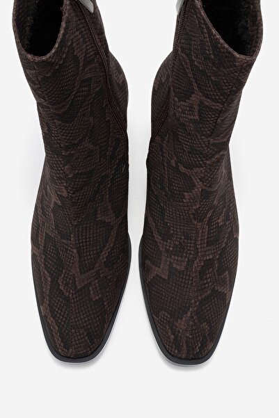 LuviShoes Γυναικείες μπότες με χοντρό τακούνι CHARA με καφέ σχέδιο