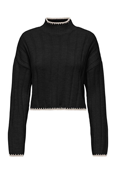 ONLY Onlchick Stitch Ls Highneck Knt Noos Women's Black Sweater - 15329963