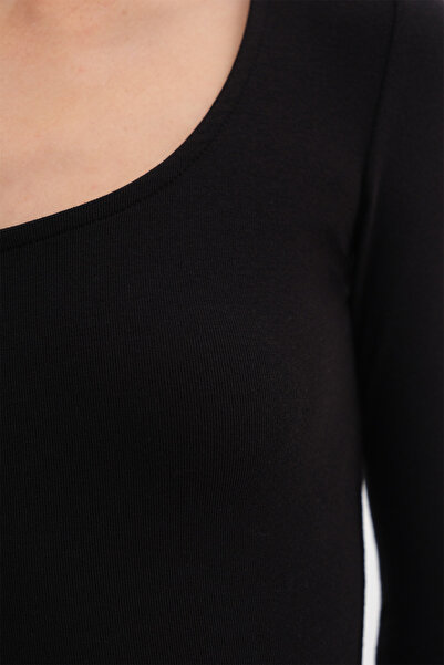 Addax U Neck Basic Modal Blouse B4410