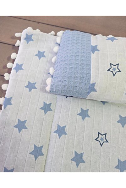 voyyo kids baby 3-Piece Bottom Opening Mat Set with Blanket and Pillow, Muslin Patterned Bottom Opening