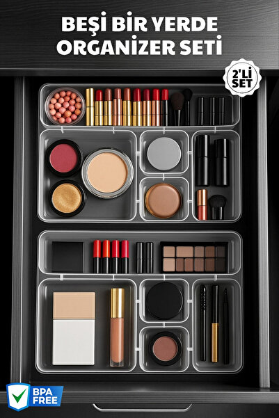 Nandy Home 2'li Beşi Bir Yerde Çok Gözlü Organizer Seti - Çok Amaçlı Düzenleyici