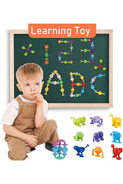 LinJie Portable Silicone Suction-Cup Bath Building Toy Set with Dinosaur Egg Storage, 27 Pieces -