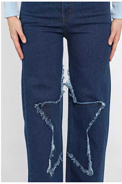 Semesia Y2K Starry Wide Leg Washed Blue Jean