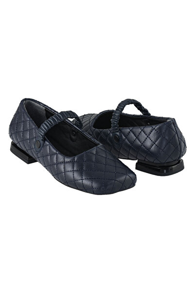 Foldy Navy Blue Quilted Women's Casual Ballet Flats
