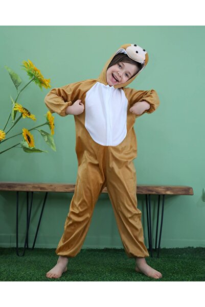 Toybox Kids Monkey Costume Jumpsuit with Hood, Animal Fancy Dress, Party Outfit, Size S(1-3 Years)