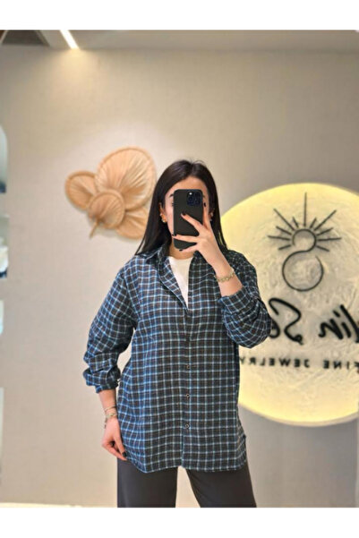 Selin Kahve Turkuaz Ekose Oduncu Gömlek