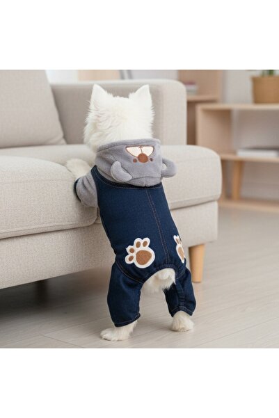 OEM Salopetă de iarnă cu glugă, material cocolino și denim, pentru animale de...