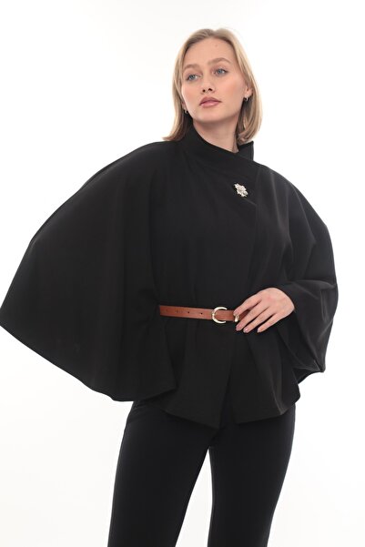 zitex Women's Belted Double Face Fabric Poncho