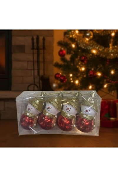 Çemrek Süs Parti Ornament pentru brad de Crăciun Om de zăpadă 4 bucăți 8 cm