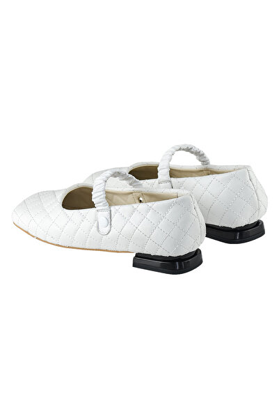 Foldy White Quilted Women's Casual Ballet Flats