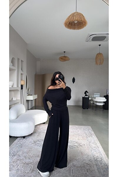 Buket Teke Dark Anthracite Knitted Boat Neck Suit