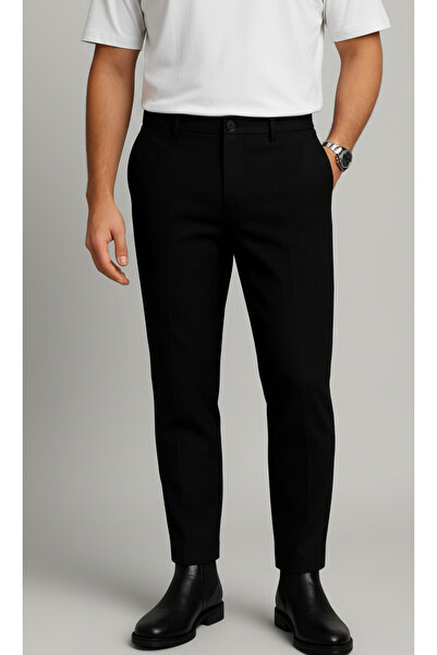 Bürke Men's Black Color Slim Fit Quality Fabric Trousers