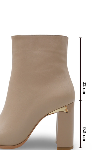 Women Lay-z Women's Winter Square Toe 9.5 cm Thick Heeled Patent Leather Boots – Modern Design with Gold Detail