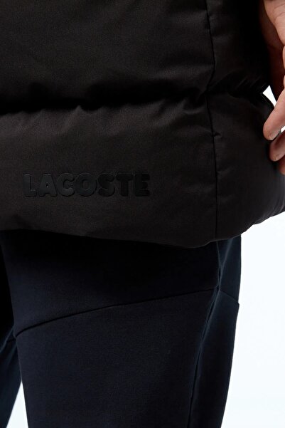 Lacoste Down Fill Parka Long Length Goose down Filled Detachable Hooded Men's Parka Black