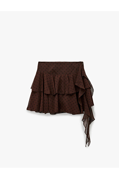 Koton Layered Flounce Polka Dot Mini Chiffon Skirt