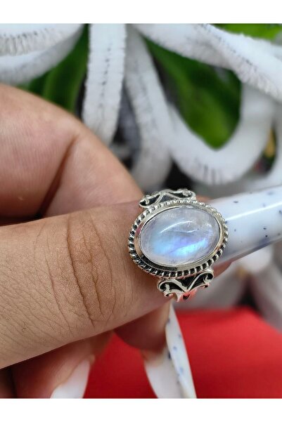 argint 925 NATURAL MOON OPAL STONE RING