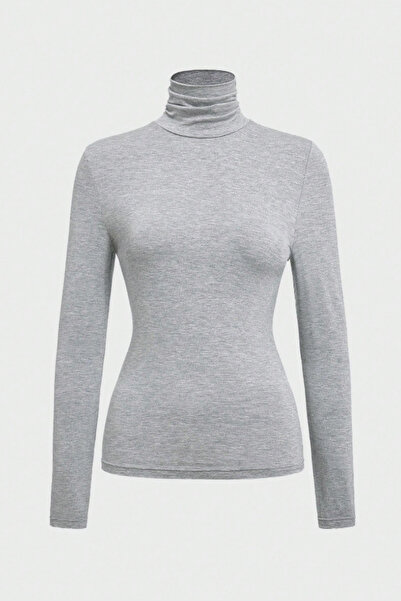 Tarz Cool Women's Gray Full-Throated Fit Long Sleeve T-Shirt