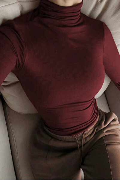 Tarz Cool Women's Burgundy Full Throated Fit Long Sleeve T-Shirt