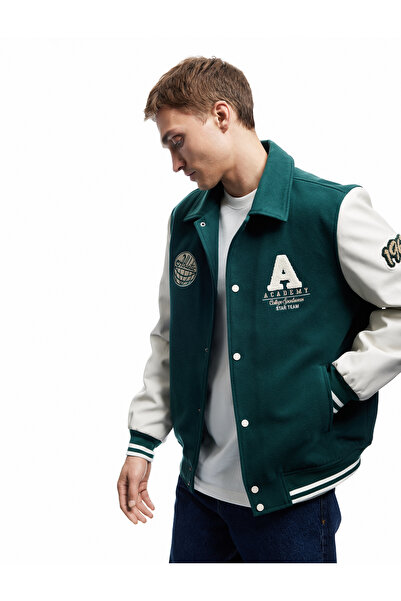 Koton εφαρμοστό College με τύπωμα Μπουφάν με κουμπιά και λεπτομέρειες