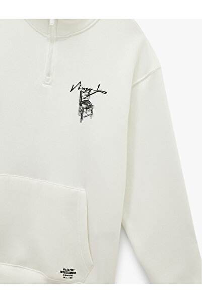 Koton Φούτερ με επένδυση fleece μισά φερμουάρ με άδεια χρήσης Van Gogh με τύπωμα oversized με τσέπες