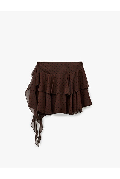 Koton Layered Flounce Polka Dot Mini Chiffon Skirt