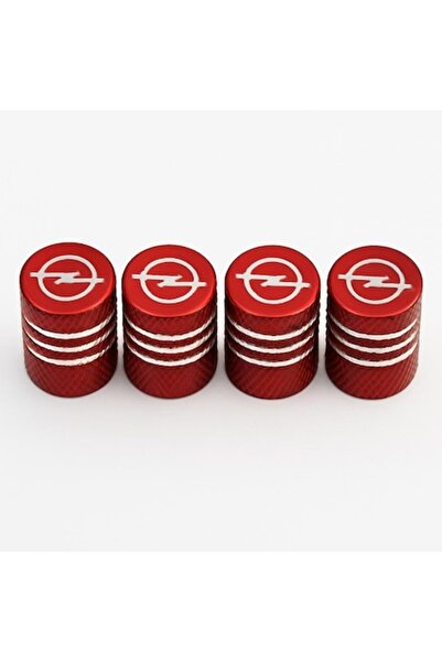 OEM Σετ 4 καπακιών βαλβίδων αυτοκινήτου Opel, κόκκινο αλουμίνιο, λευκό έμβλημ...