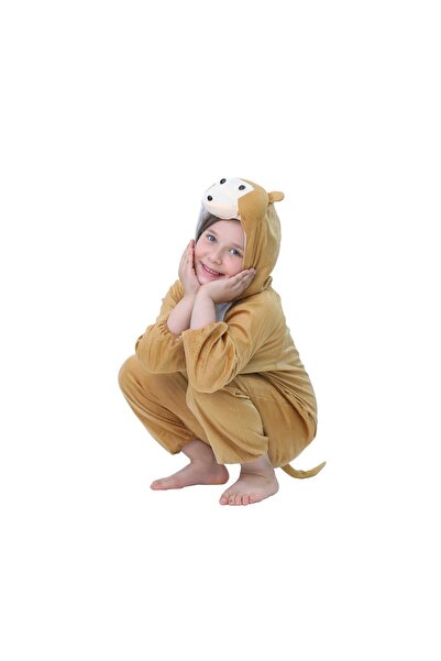 Toybox Kids Monkey Costume Jumpsuit with Hood, Animal Fancy Dress, Party Outfit, Size S(1-3 Years)