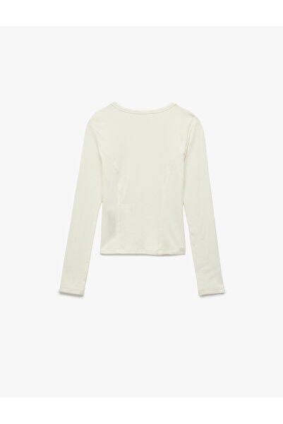 Koton X Sibil Çetinkaya - Slim Fit Semi-Transparent Long Sleeve Crew Neck Blouse