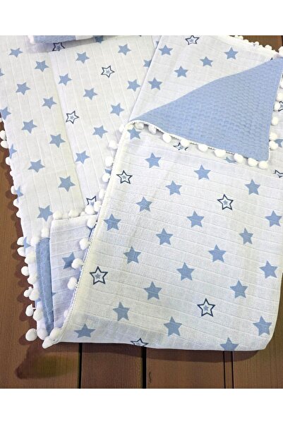 voyyo kids baby 3-Piece Bottom Opening Mat Set with Blanket and Pillow, Muslin Patterned Bottom Opening
