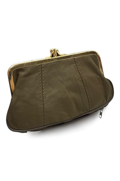 salmet çanta محفظة نسائية من الجلد الطبيعي مع إكسسوارات ذهبية