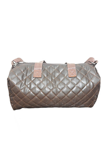 Tasarım Faux Leather Hand and Arm Carry Medium Size 45 cm Sports Bag Brown