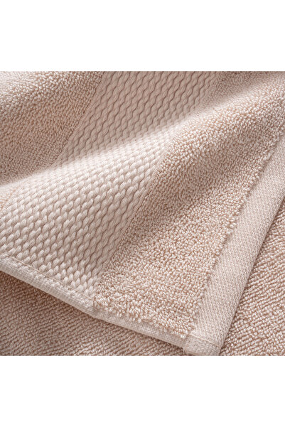 Green Black Lara Face Towel 100% Cotton with Border Light Salmon 50X90 cm